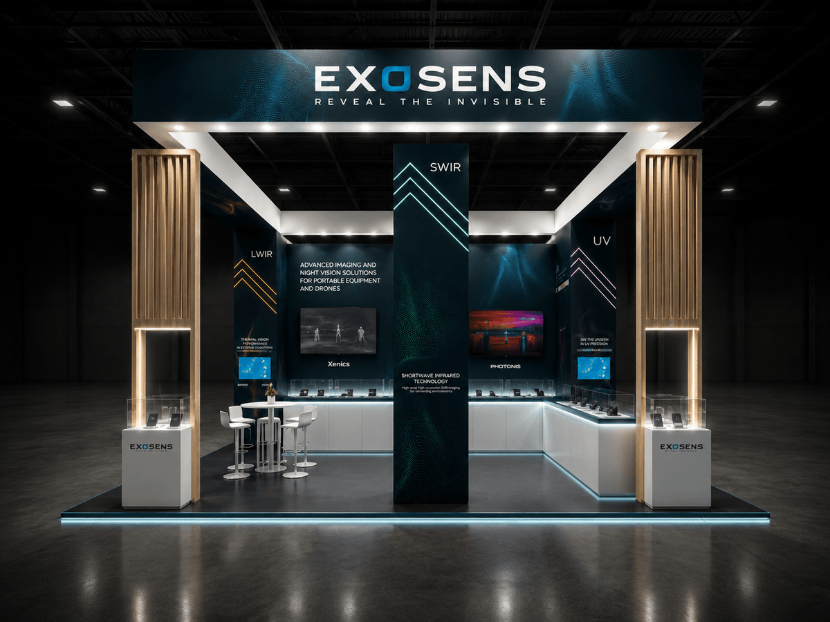 Photo du stand Exosens lors d'un salon international